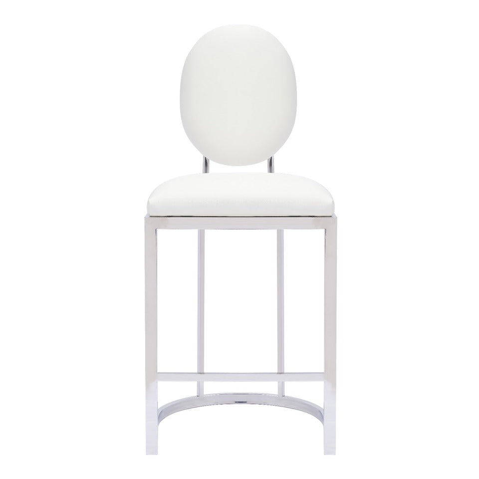 CHERRY  WHITE PU SILVER BARSTOOL