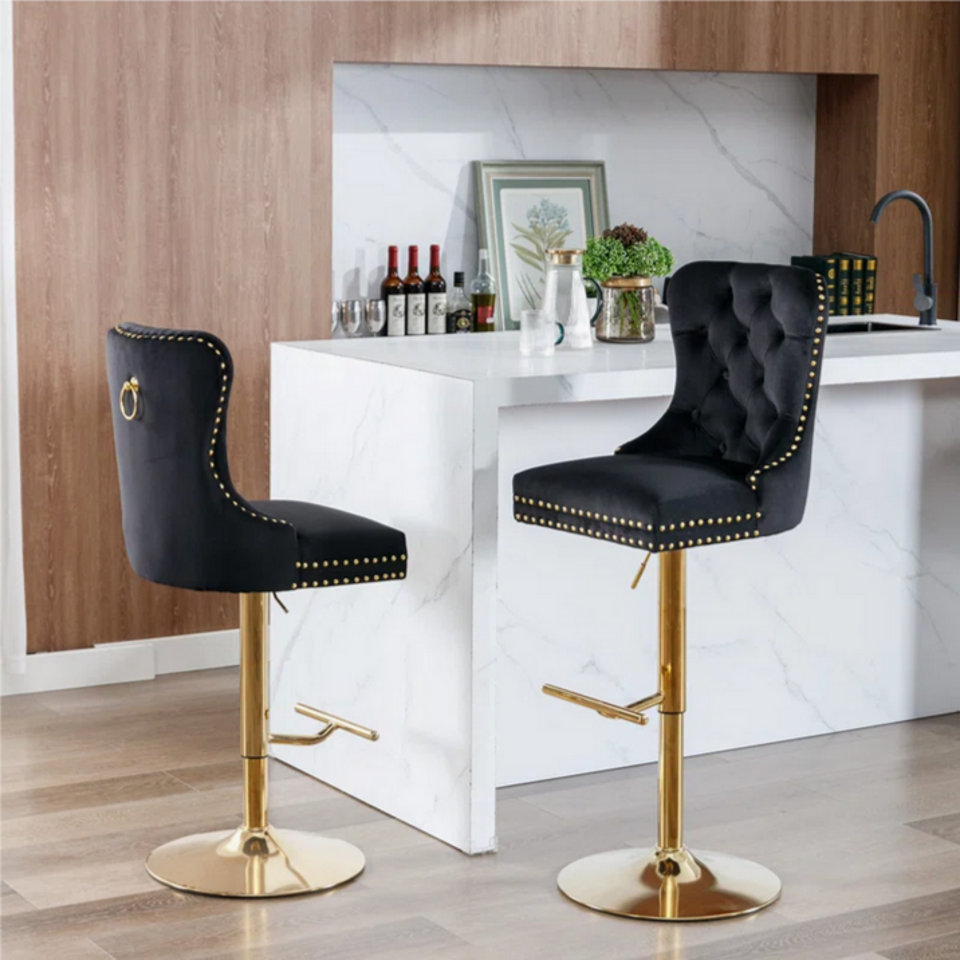 NICK (ZB-7214) BLACK/GOLD BARSTOOL