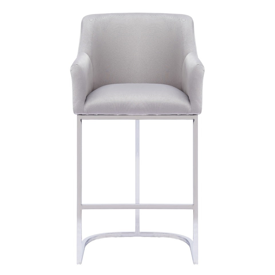 ALLEN GREY FABRIC SILVER BARSTOOL