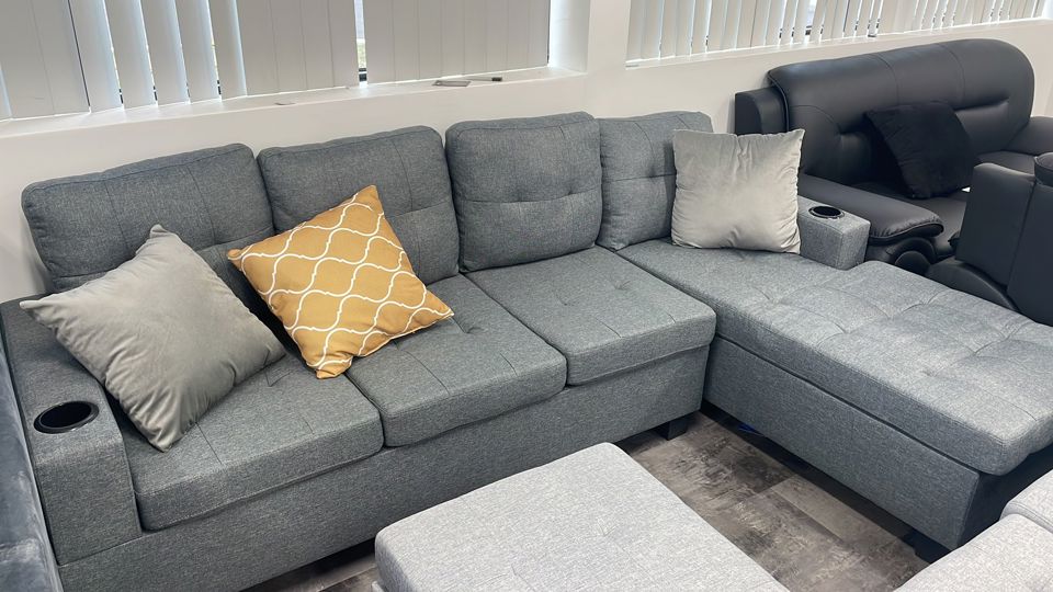 6212 (SARAH) DARK GREY SECTIONAL + 4 SEATER