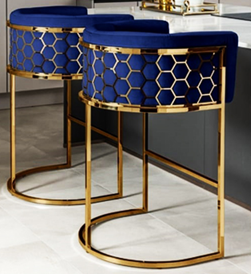 VERA BLUE GOLD BARSTOOL