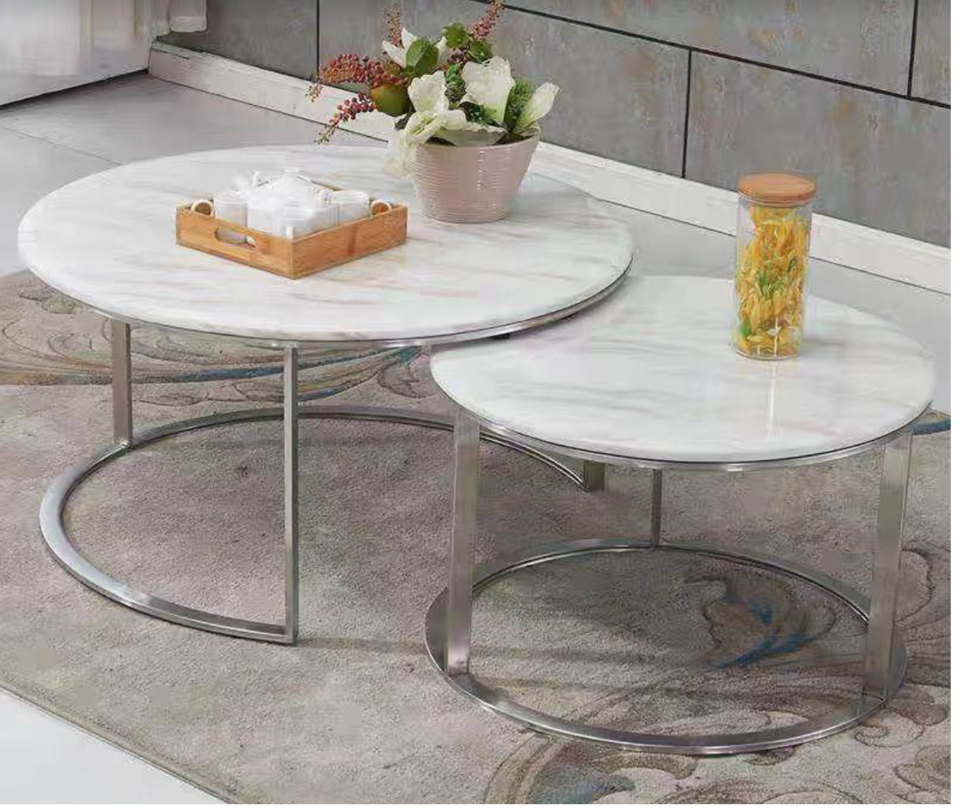 1618(BRIDGE) WHITE/SILVER COFFEE TABLE