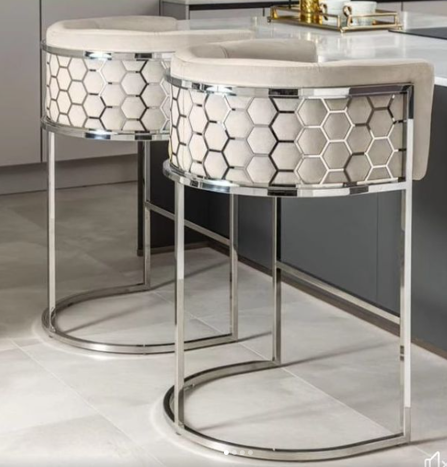 VERA BEIGE SILVER BARSTOOL