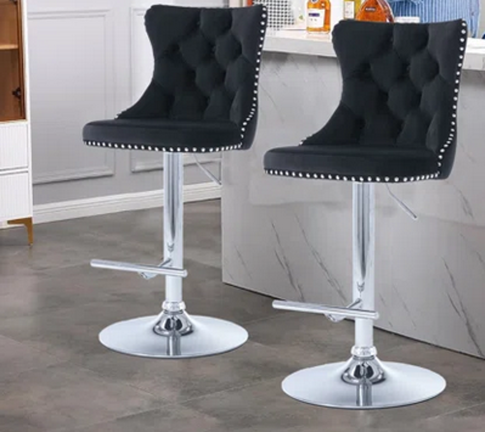 NICK (ZB-7214) BLACK/SILVER BARSTOOL