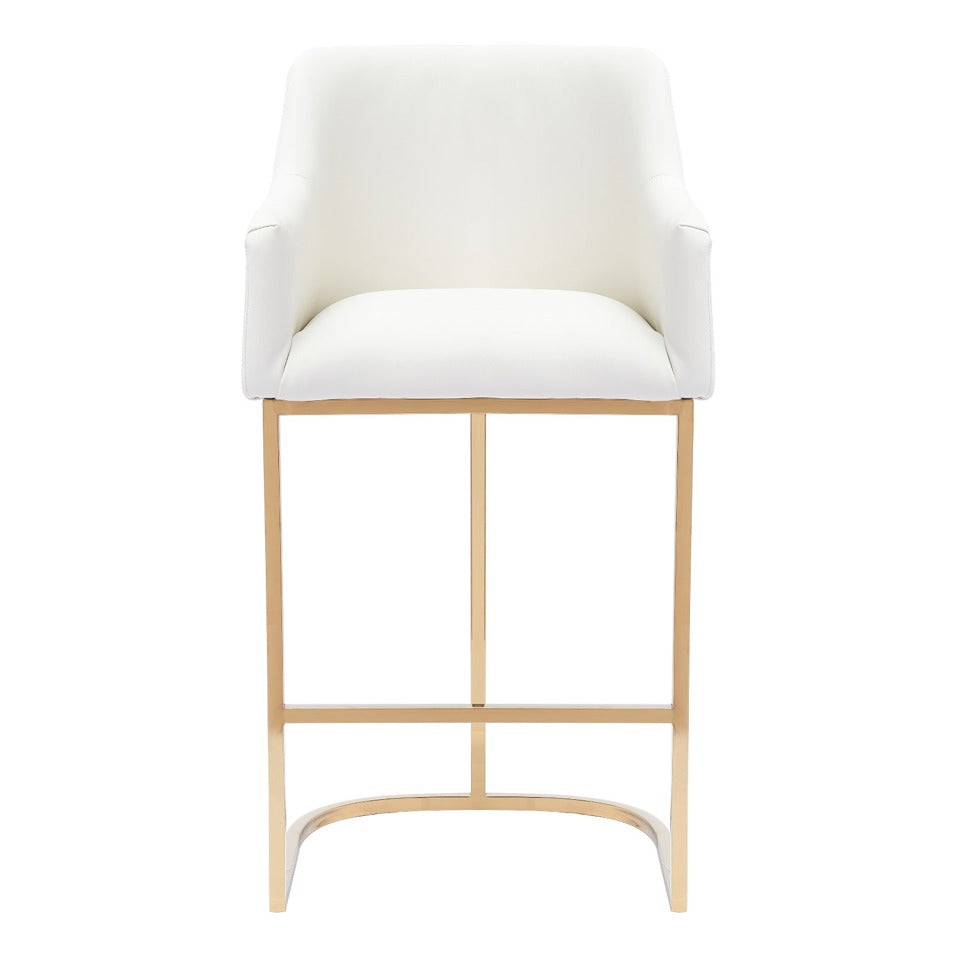 ALLEN ALL WHITE PU GOLD BARSTOOL